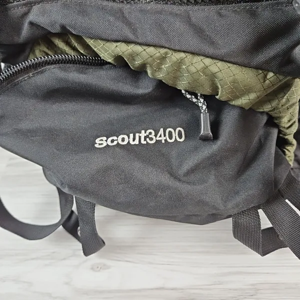 Scout3400 label on the front pocket of the Teton Scout